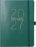 Graphique 18 Month Planner, July 2026 – Dec. 2027 Apollo Collection Green Plan Hardbound Spiral Planner, Monthly Tabs, Holidays, Reminder Stickers, 6 x 8