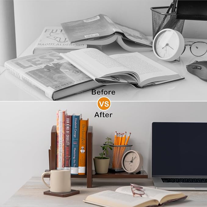 Adjustable Desktop Bookshelf - Sturdy Desk Bookshelf and Book Organizer - No Tools Required to Assemble This Desktop Bookcase, Perfect Tabletop Book Shelf for Office, Study Room