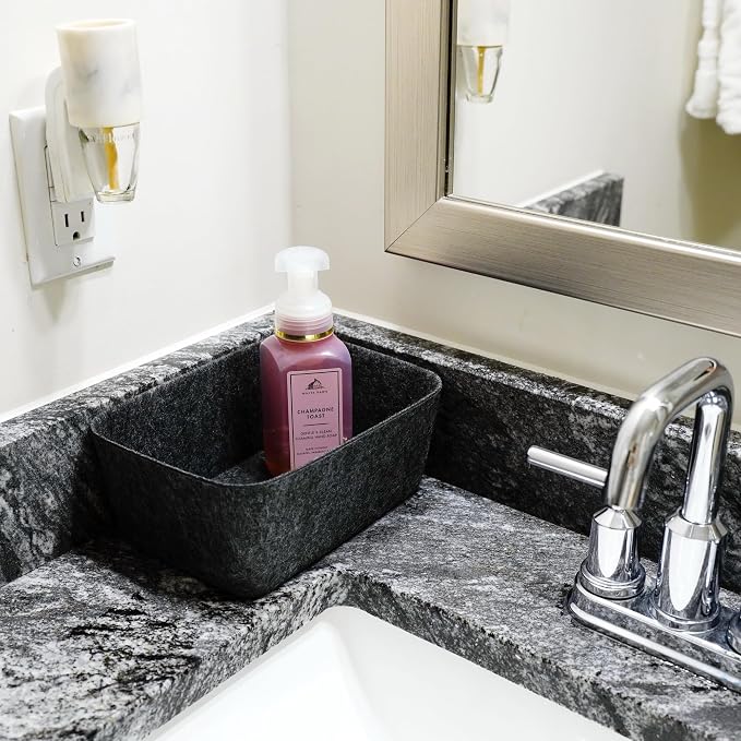 Felt deep Storage Bins lidded Drawer Organizer Caddy Charcoal Box