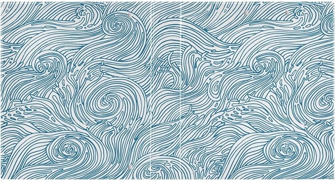 Line Drawn Wave Water Ripple Binder 1.5 Inch Binder with Clipboard&Pockets, Blue and White Heavy Hardcover Binders 3 Ring, Duty Large File Folder for Office School Supplies - Holds 200 Sheets