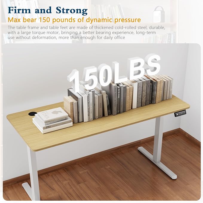 Shintenchi Standing Desk, 55x24 Inch Height Adjustable Electric Sit Stand up Desk, Ergonomic Rising Computer Table, Modern Lift Gaming Desk Workstation for Home Office, White