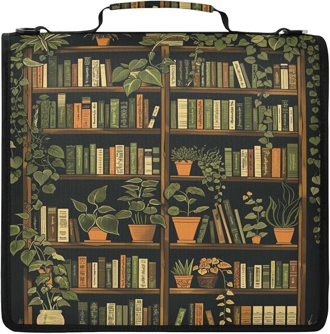Bookshelf Print Zipper Binder File Organizer Bag 3 D-Ring | with Shoulder Strap, Holds 500 Sheets & 14in Laptop, 3 Ring Binder for Office Supplies