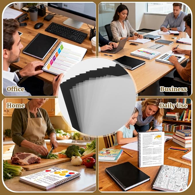 24PCS Binding Covers and Backs Set, 8.5 x11 Inch Clear Book Cover | 12Pcs 8mil Clear PVC Binding Cover, 12Pcs 12mil Black Poly Cover, Letter Size, Un-Punched, Square Corners, for Home Office