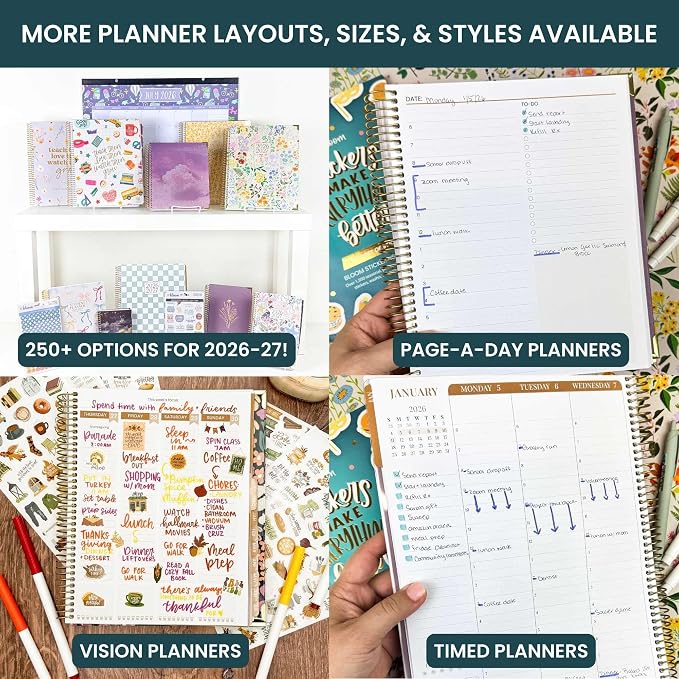 bloom daily planners 2026-2027 Planner - Academic Year (July 2026 - July 2027) Monthly & Weekly Soft Cover Planner for Women - 13 Month Calendar Agenda Book with Stickers - 5.5" x 8.25" - Floral Fiesta