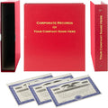 Corporate Kit (Red) - Binder, Slipcase, Minutes & Bylaws, Stock Certificates with Stubs & Customizable Index Tabs