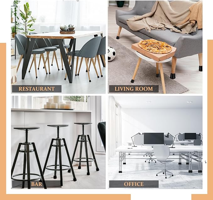 VOCOMO 1" Round Rubber Chair Leg Tips Caps, Chair Leg Floor Protectors Furniture Legs Caps Non Slip Reduce Noise for Hardwood Floors (Black, 24 Pack)