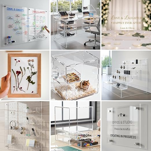 CALPALMY (2-Pack) 18x24 Inch Clear Acrylic Sheet - 1/4 Inch Thick Acrylic Plexiglass Panel for Laser Cutting, DIY Crafts, Signage, and Engraving Projects
