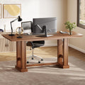 DWVO 70" Computer Desk, Farmhouse Executive Office Workstation, Dark Walnut | Spacious 70” tabletop, sturdy wooden legs, farmhouse style, for home office business writing, easy to assemble