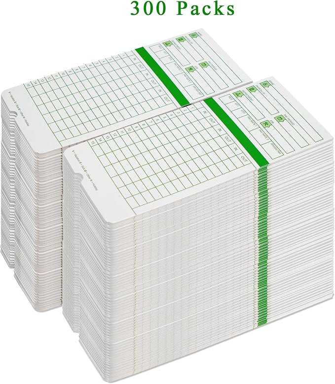 Zzrywuty Time Cards for Employees Monthly, All Pay Periods, 300 Count TimeCards for Hn3000, 2-Sided, 3 3/8" x 7 3/8", Green (Pack of 3)