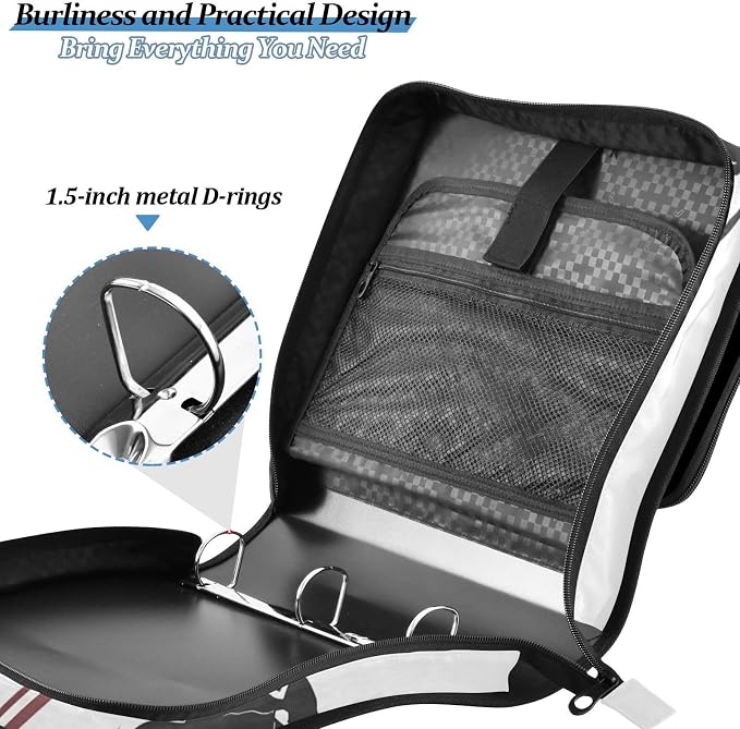 3 D-Ring Zipper Binder Bag, Hockey Player Sport Game Removable Binder with Zipper Case Hold 300+ Sheets& 13 Inch Laptop for School Office Supplies Organizer