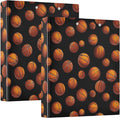 Basketball Pattern Orange Black Round Ring Binders 1.5 Inch Sports Ball Exercise 3 Ring Clipboard Binder for Office School Work Supplies File Folder Document 200 Sheet Capacity Easy Open 2 Pieces