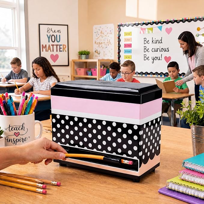 Yalikop Polka Dot Pencil Dispenser for Classroom Plastic Pencil Holder Teacher Must Haves Back to School Pen Dispenser with Lid Student Teacher Gift Classroom Decor Organization Supplies
