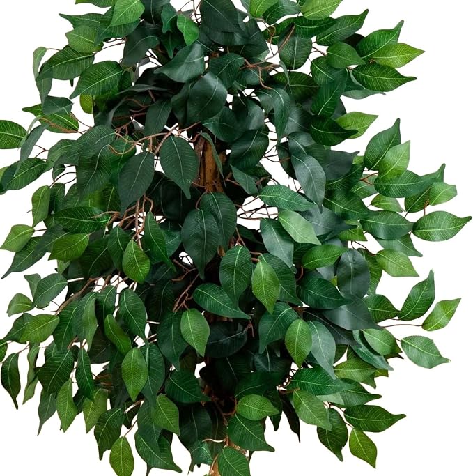 Nearly Natural 3 ft Artificial Ficus Tree with Natural Wood Trunks | Triple-Trunk Faux Ficus Tree, 378 Lifelike Leaves, Maintenance-Free, Black Nursery Pot, Indoor Home and Office Decor