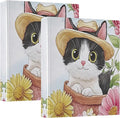 Cat Round Ring Binders 1.5 Inch Sunflower 3 Ring Clipboard Binder for Office School Work Supplies Document 200 Sheet Capacity Easy Open 2 Pieces