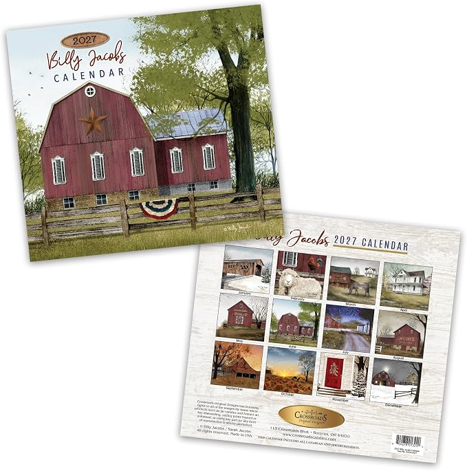 Billy Jacobs 2027 Wall Calendar, Artwork Theme, 13 x 23.5 Inches, USA Made