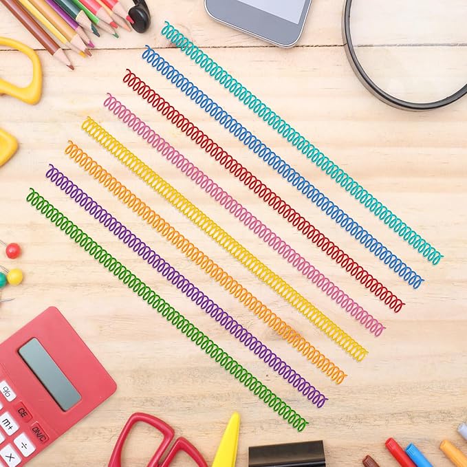120 Pack Plastic Spiral Binding Coils Binder Binding Spirals Rings 1/4 Inch Spiral Binding Wire Combs Spines Coils, 4:1 Pitch (1/4 Inch,Multicolor)