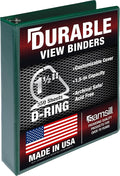 Samsill Durable 1.5 Inch Binder, D Ring Binder, Customizable Clear View Cover, Green, Holds 350 Pages
