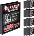Samsill Durable 1 inch 3 Ring Binder, D Ring Binder, 100% Recycled Chipboard, Black, 12 Pack