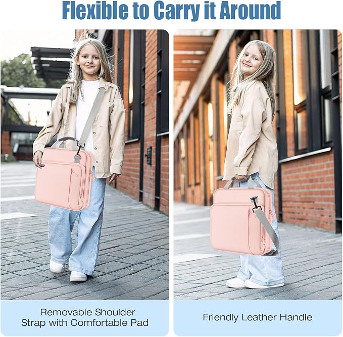 MoKo Zipper Binder, 2 Inch 3 O Ring, 5 Tab File Folders, 500 Sheets, Pink | Water-repellent 900D Oxford with five file pockets, two mesh pockets, a handle and padded shoulder strap.
