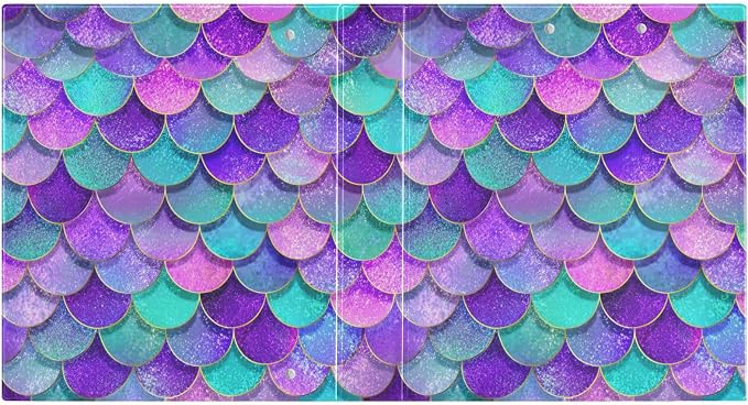 3 Ring Binder Pink Blue Purple Mermaid Scales 1.5" Round Ring Binders View Binder with 200 Sheet for Kids School Supplies Women Men Office, 1 Pack
