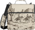 3 Ring Zipper Binder with Shoulder Strap Western Cowboy Cactus 2 Inch Zippered Binder Bag 500 Sheet Capacity Multi Pockets for School Supplies