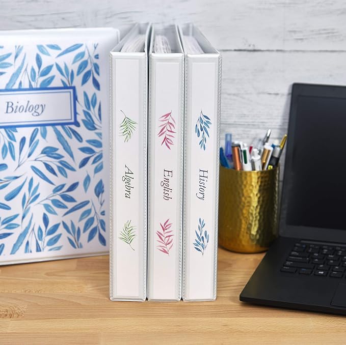 Avery Durable View 3 Ring Binders for Home School Supplies, Office Supplies, or Home Organization, 1.5" Slant Ring, 4 White Binders (17576)