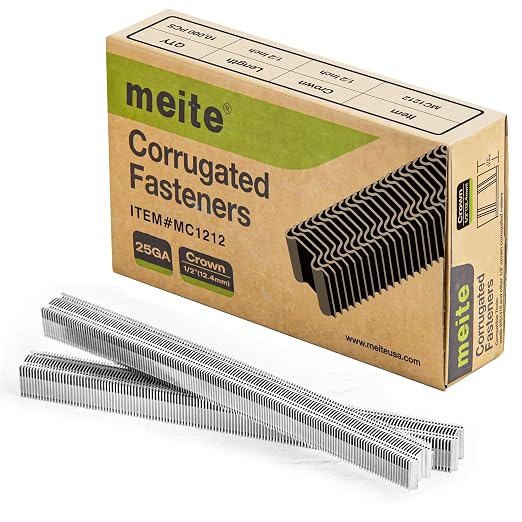 meite Corrugated Fasteners MC1212, 1/2-Inch Crown, 1/2" Length, 10,000 PCS | 25 Gauge Corrugated Staples, W Staples, for Pneumatic Corrugated Tools, for Woodworking Projects