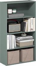 Furinno PASIR Book Shelf, 3-Tier Bookshelf, Storage Shelves Bookcase, 9.7 x 23.7 x 31.5, for Living Room, Bedroom, Home Office, Sage Green