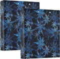 Blue Crystalline Snowflake 3 Ring Binder 1.5" Decorative D-Ring Binder with Clipboard&3 Clear Pockets, Holds 200 Sheets A4 Size Paper Waterproof Binders for School Home Office|2 Pack