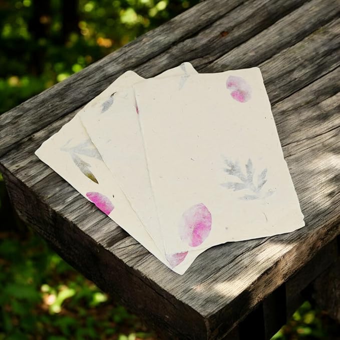 Handmade Lokta Card Stock 5x7 Deckle Edge, Forest Wanderer (100 Sheets) | Kathmandu Valley Co. pressed flowers & leaves, decorative stationery, DIY wedding invitations, thank you notes, made in Nepal