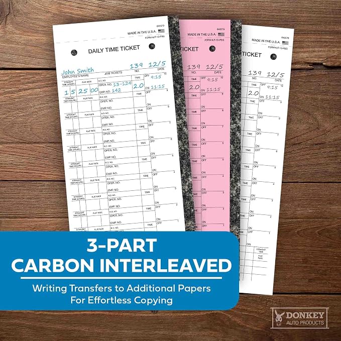 Daily Time and Job Ticket - 10 Labels per Sheet (3-Part) (Form JT-10-PSG) (500 per Box)