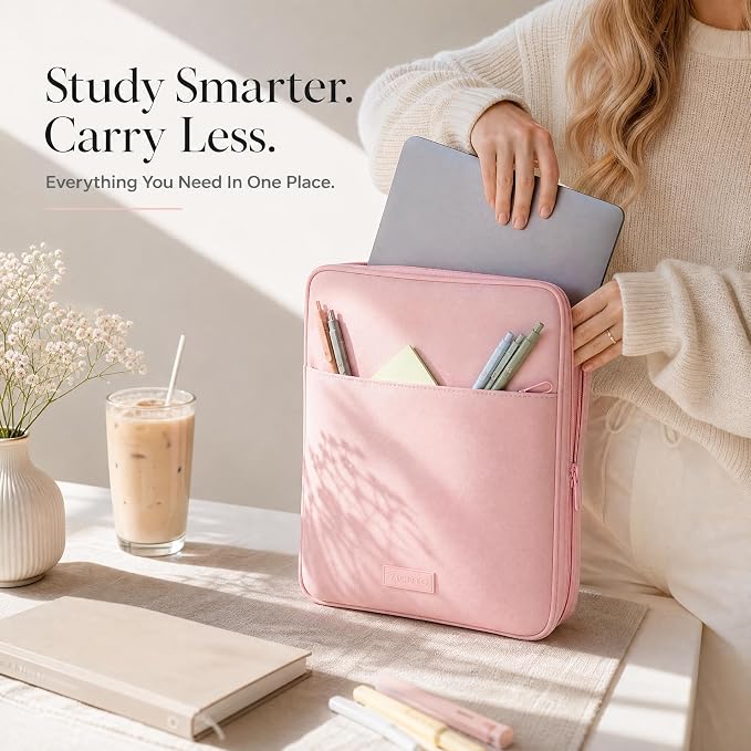 Sturdy 3 Ring Zipper Binder with Strap for School - Beautiful 1 Inch Zip Up Binder with 5-Tab Dividers Holds 420 Sheets, Books & Laptop - Easy to Carry Trapper Keeper Made of Premium Fabrics