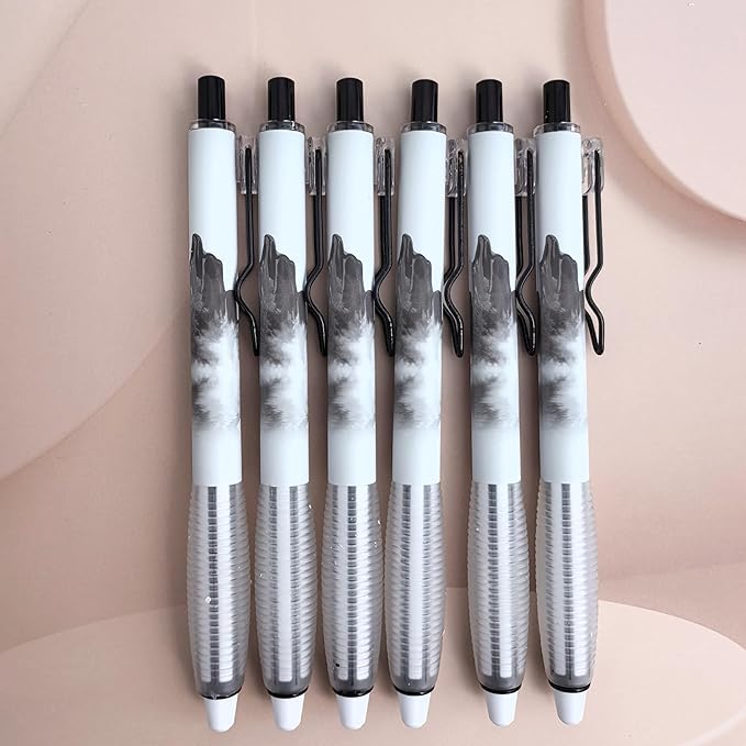 Fengtaiyuan Retractable Gel Pens, 0.5mm Fine Point Black Ink, Quick Dry Gel Pens with Triangular Silicone Grip, Ergonomic Non-Slip Smooth Writing for School Office Note Taking, 6 Pack