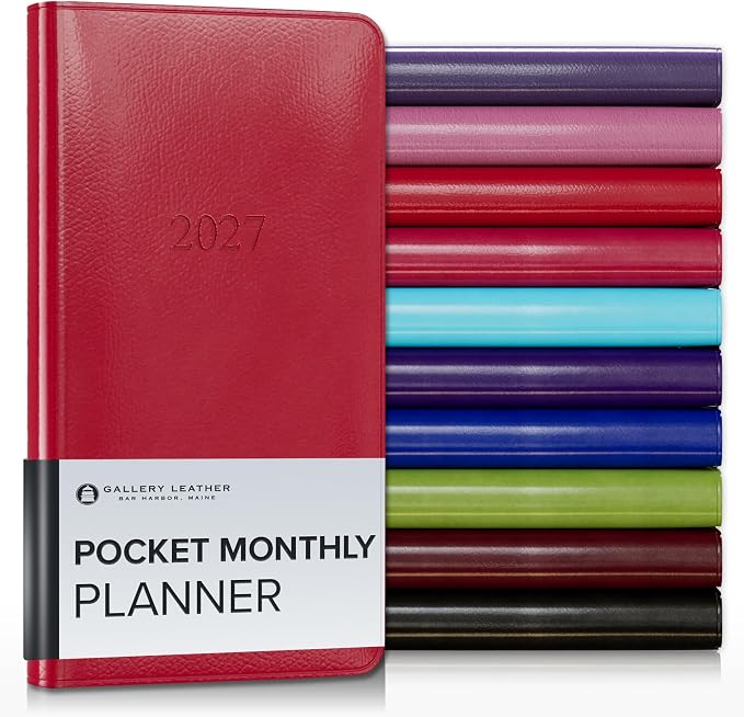 Gallery Leather Pocket Monthly Planner 2026-2027 Camden Red