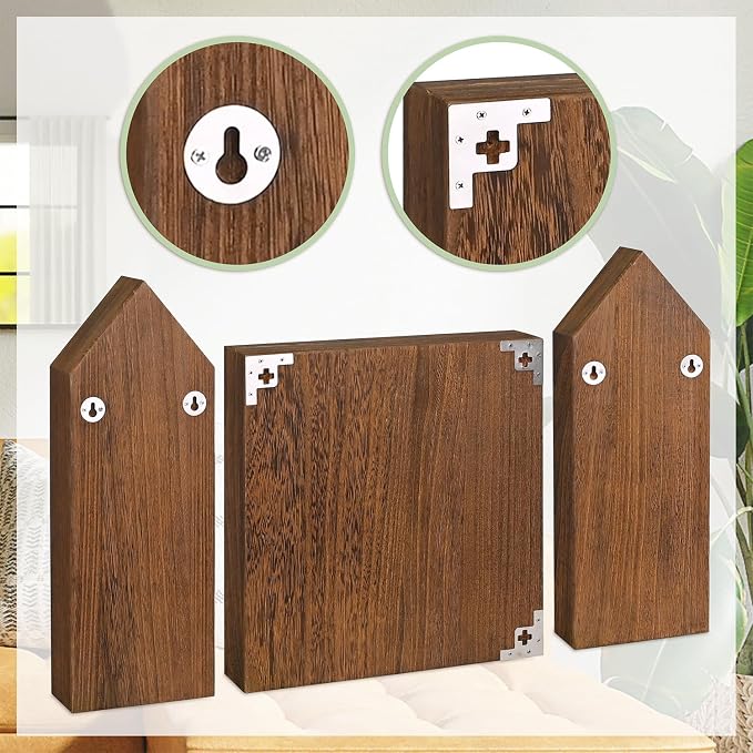 Ikee Design 3-Pc Wooden Shadow Box Shelf for Collectibles | 17 compartments Wooden Shadow Cubby Box Display Shelf Organizer Storage Shadow Box for Collectibles, Figures, Black