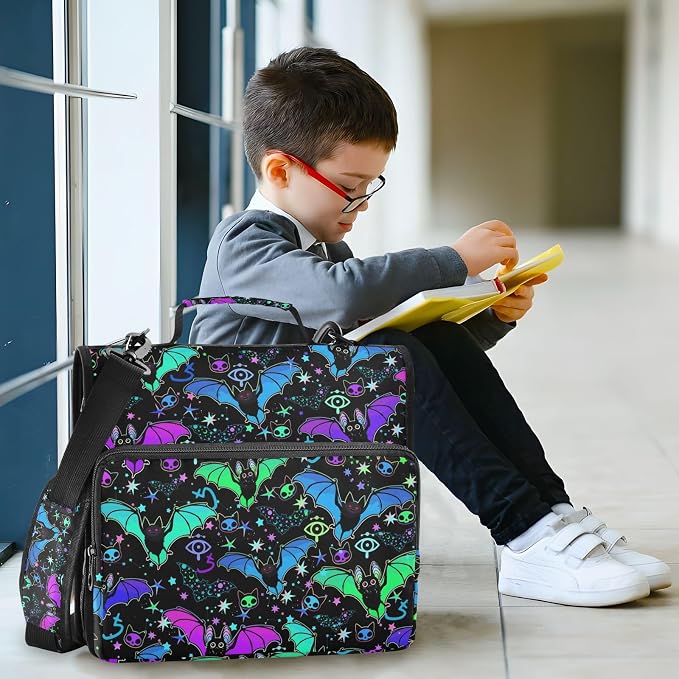 Bat Magic Binder Bag 3 Ring Zipper with Handle Shoulder Strap | for School Work Office Organizer Storage Case