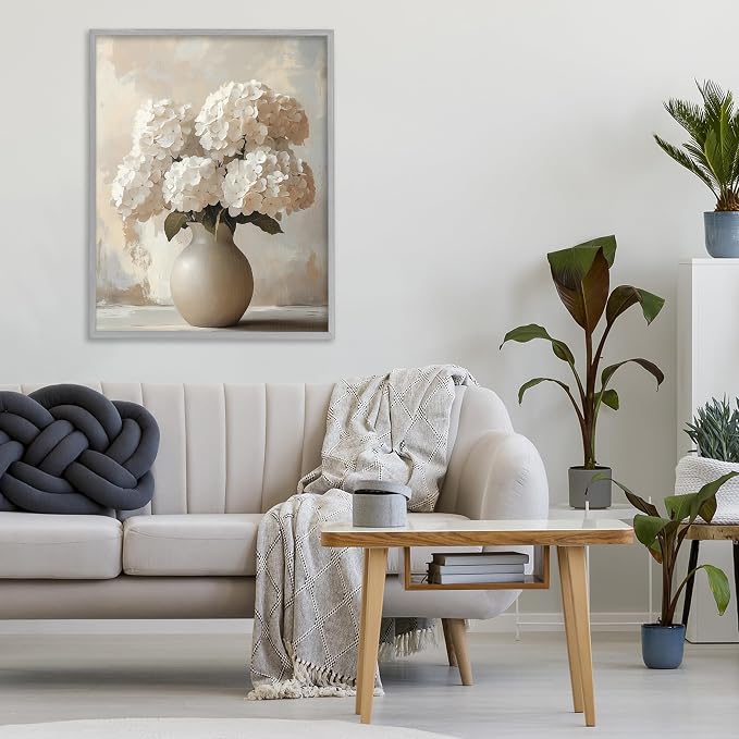 'Vase of Hydrangeas in Bloom'| Framed Giclee Art | Stupell Industries | Gray, 24 x 30 Inches, Easy to Hang and Sturdy, Made in USA, by LSR Design Studio