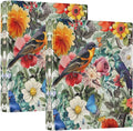 Flower with Colorful Birds 3-Ring Binder 1.5 Inch 2 Pack Round Ring Binder Holds 200 Sheets with 3 Inside Pockets for Office Home Organization