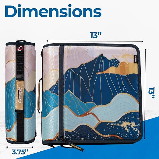 Case-it School Zipper Binder | 3-Inch O-Rings | 600-Sheet | D-146 Mountains | Mighty Zip Tab, 5-Subject Expanding File Folder, Multiple Pockets, Storage Organizer, Shoulder Strap, Office