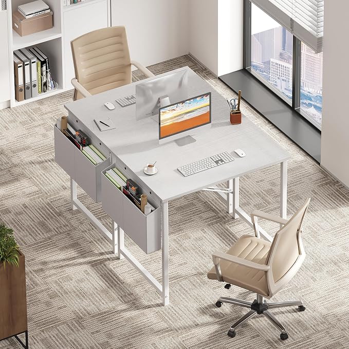 OLIXIS Small Computer Desk, 31 Inch Gaming Desks for Home Office | Writing Study Craft Work Table, Computer Workstation for Bedroom Small Spaces with Storage Bag, All White