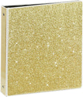 NatureTouch 3 Ring Binder, Glitter 1 Inch Binder Organizer (10.5'' x 11.5'') Holds 8.5’’ x 11’’ Letter Size 300 Pages, Waterproof Durable View Binder, 1 Pack, Gold