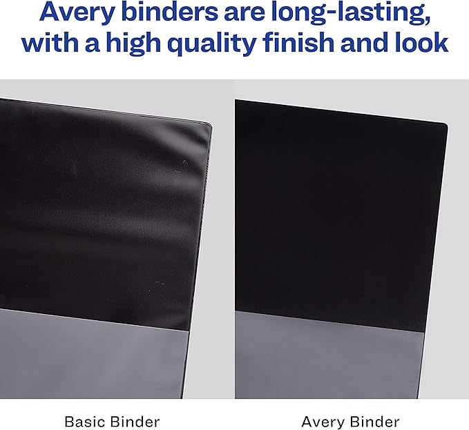 Avery Economy View 3 Ring Binders, Homeschool Supplies, Home Organization, 1" Round Rings, 4 Black Binders (05710)