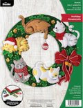 Bucilla Felt Applique Wreath Kit, Holiday Housecats, Perfect for DIY Arts and Crafts, 89490E