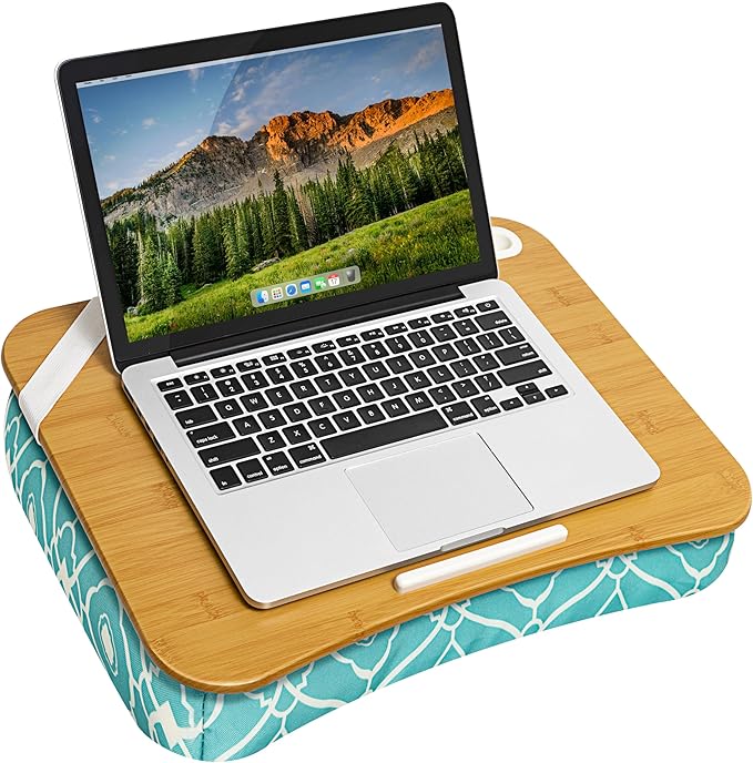 LAPGEAR XL Designer Lap Desk – Aqua Trellis, Fits 17.3” Laptops