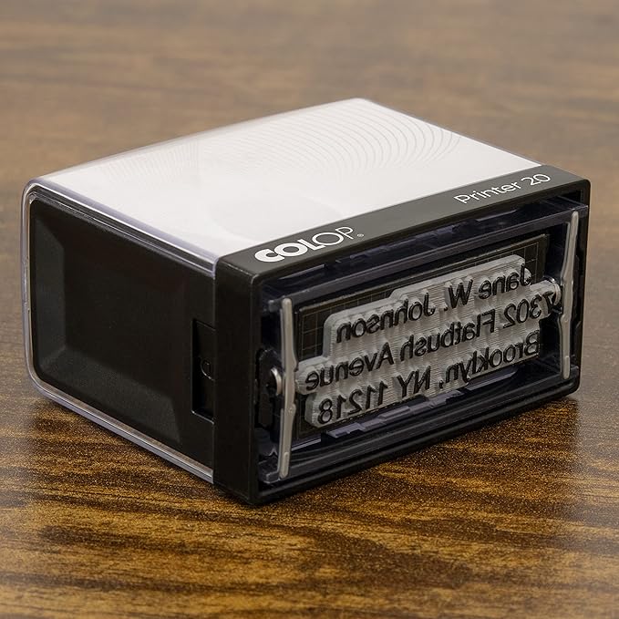 COLOP Small Size Self Inking Custom Text Stamp - Choose from Many Fonts & 15 Ink Colors
