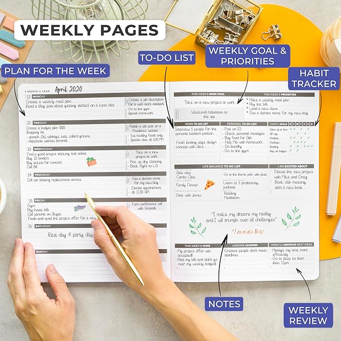 Clever Fox Planner PRO – Weekly & Monthly Life Planner to Increase Productivity, Time Management and Hit Your Goals, 8.5x11″ (Lavender)