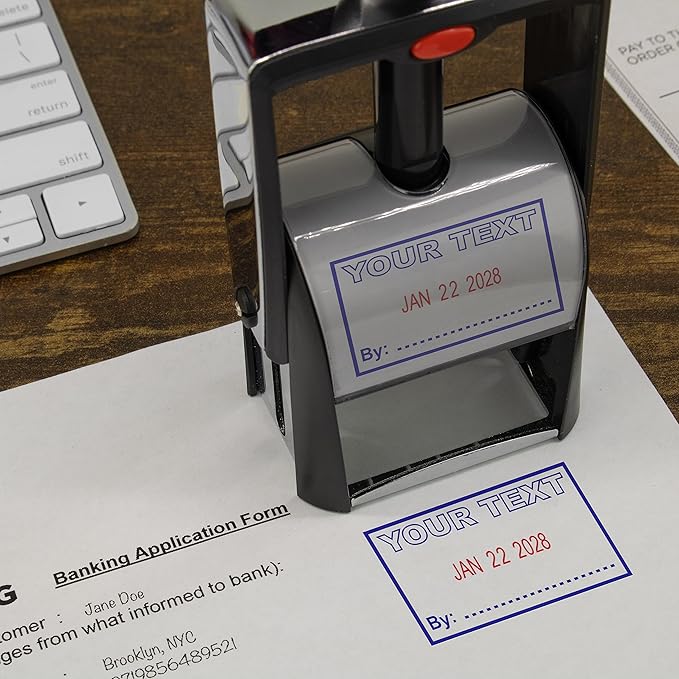 MaxMark Heavy Duty Self Inking Date Stamp with Phrase Mailed - Black Ink