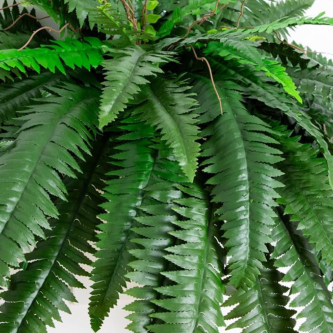 Nearly Natural 48 in Artificial Boston Fern Hanging Plant (Set of 2) | Lush Realistic Fronds, Maintenance-Free, Planter not included, Office and Home Decor