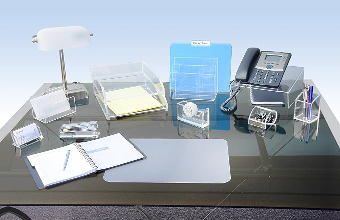 Kantek Clear Acrylic Large Letter Tray, Stackable Desk Organizer, Front Loading, 10.6" x 13.9" x 2.5", Non-Skid Feet, Office Organizer, Desk Accessory