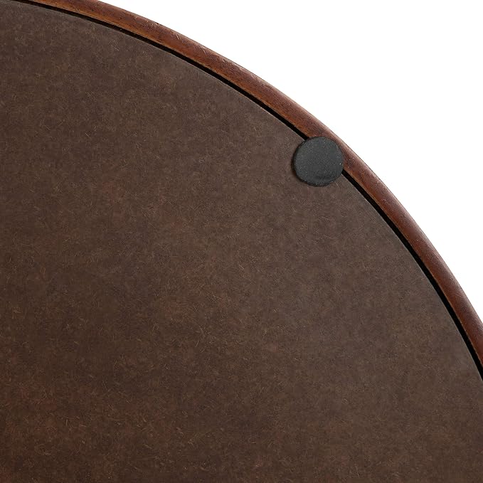 Kate and Laurel Lipton Modern Round Tray, 18", Dark Walnut and Gold, Decorative Accent Tray for Storage and Display